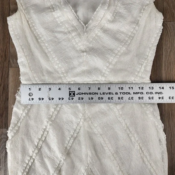 Bailey 44 Cream Chevron Lace V-Neck Sheath Dress Small Made in USA - Picture 7 of 15